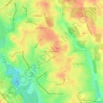Burnham Woods topographic map, elevation, terrain