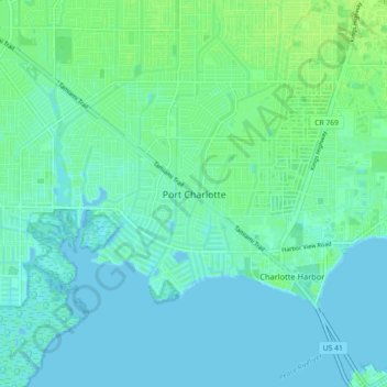 Port Charlotte topographic map, elevation, terrain