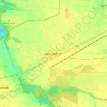 Małujowice topographic map, elevation, terrain