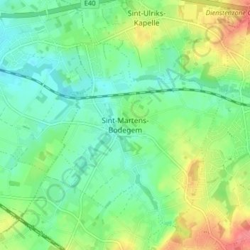 Sint-Martens-Bodegem topographic map, elevation, terrain