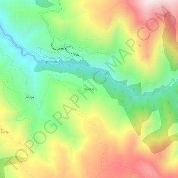 Pradías topographic map, elevation, terrain