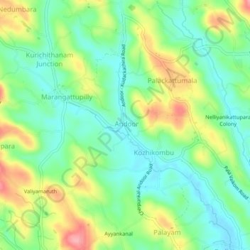 Andoor topographic map, elevation, terrain