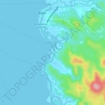 Jubasan topographic map, elevation, terrain