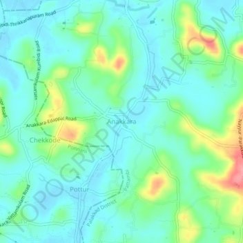 Anakkara topographic map, elevation, terrain