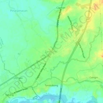 Sampaloc topographic map, elevation, terrain
