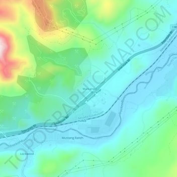 Mustang topographic map, elevation, terrain