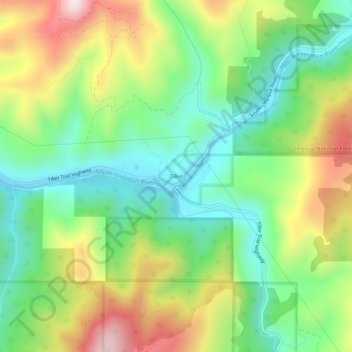 Tiller topographic map, elevation, terrain