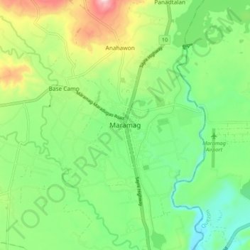 Maramag topographic map, elevation, terrain