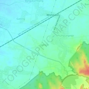 Jatirejo topographic map, elevation, terrain