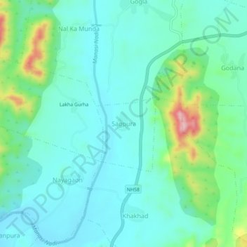Sagpura topographic map, elevation, terrain