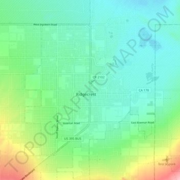 Ridgecrest topographic map, elevation, terrain