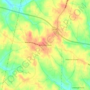 Reeds Crossroads topographic map, elevation, terrain