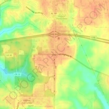 Malbis topographic map, elevation, terrain