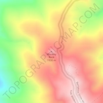Monkey Rock topographic map, elevation, terrain