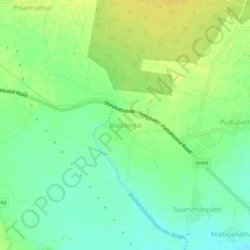 Mattangal topographic map, elevation, terrain
