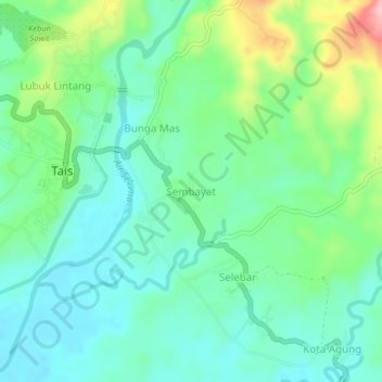 Sembayat topographic map, elevation, terrain