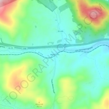 Markham topographic map, elevation, terrain