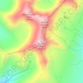 Truchas Peak topographic map, elevation, terrain