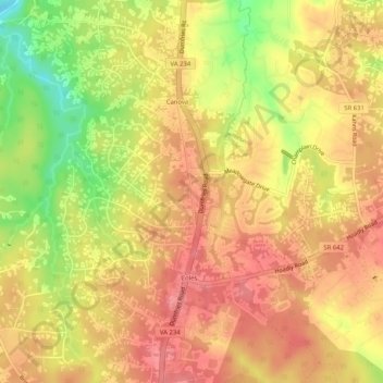 Woodbine topographic map, elevation, terrain