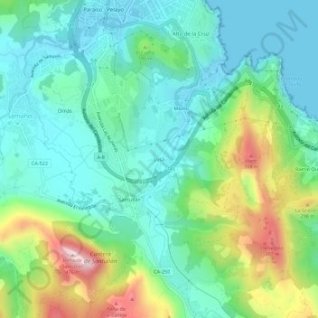 Lusa topographic map, elevation, terrain