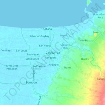 Calabanga topographic map, elevation, terrain