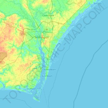 Masonboro Island topographic map, elevation, terrain