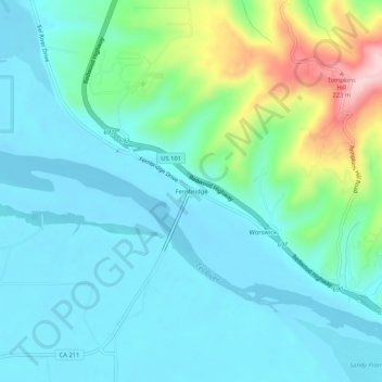 Fernbridge topographic map, elevation, terrain