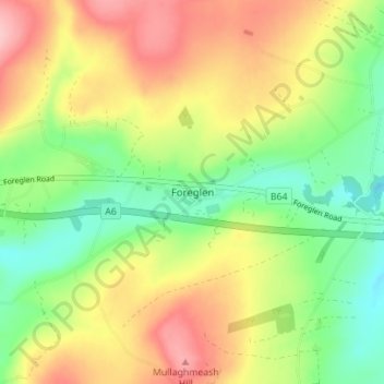 Foreglen topographic map, elevation, terrain