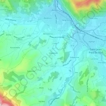 Hiribehere topographic map, elevation, terrain