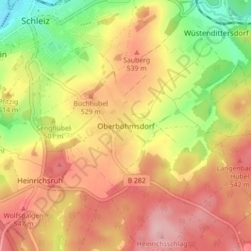 Oberböhmsdorf topographic map, elevation, terrain