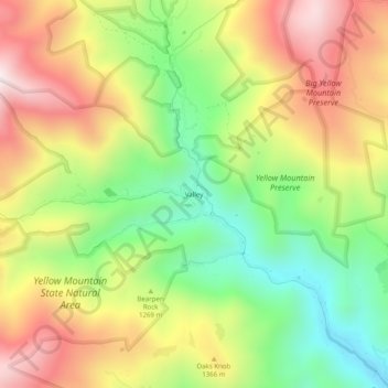 Valley topographic map, elevation, terrain