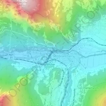 Pied de Ville topographic map, elevation, terrain