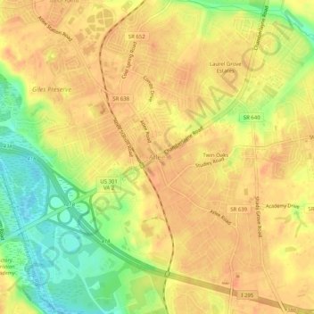 Atlee topographic map, elevation, terrain