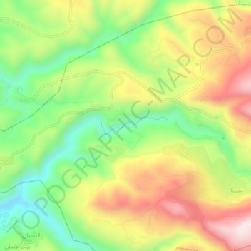 Al `Arid topographic map, elevation, terrain