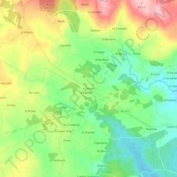 A Tablilla topographic map, elevation, terrain