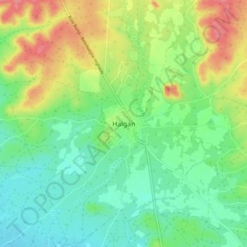 Halgan topographic map, elevation, terrain