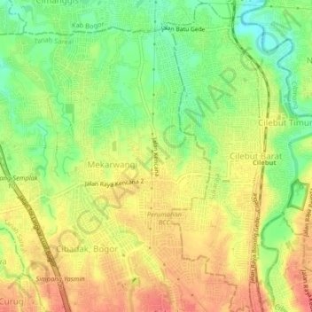 Kencana topographic map, elevation, terrain