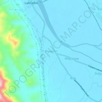 Bongalon topographic map, elevation, terrain