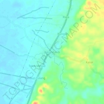 Batu Mandi topographic map, elevation, terrain