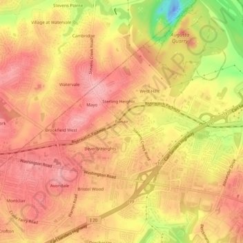 Bonair topographic map, elevation, terrain