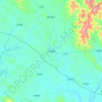 Guangshui topographic map, elevation, terrain