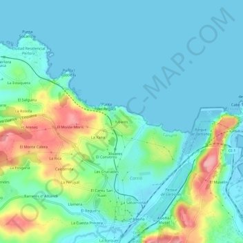 Xivares topographic map, elevation, terrain