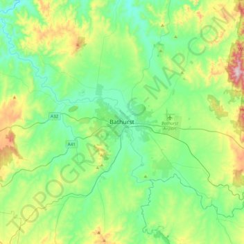 Bathurst topographic map, elevation, terrain