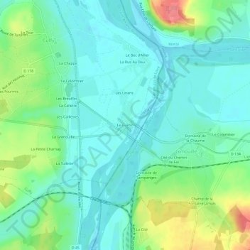 Le Guétin topographic map, elevation, terrain
