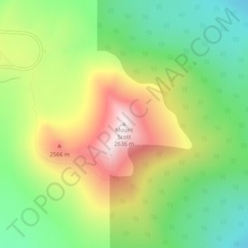 Mount Scott topographic map, elevation, terrain