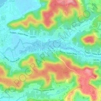Marna topographic map, elevation, terrain