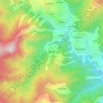 Bajwad topographic map, elevation, terrain