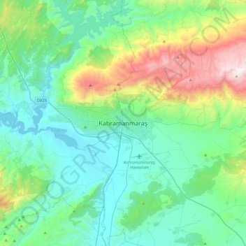 Marash topographic map, elevation, terrain