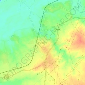 Jhagadia topographic map, elevation, terrain