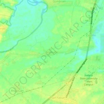 Malibago topographic map, elevation, terrain